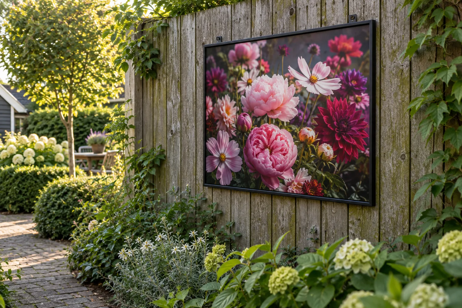 Tuinschilderij met bloemen