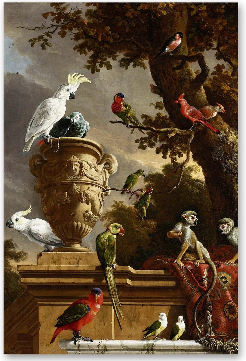 Graphic Message - Schilderij op Canvas - De Menagerie - d' Hondecoeter - Vogels - Woonkamer