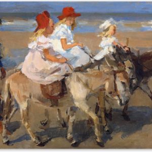 Graphic Message - Schilderij op Canvas - Ezeltje rijden langs het strand - Isaac Israels - Kinderen
