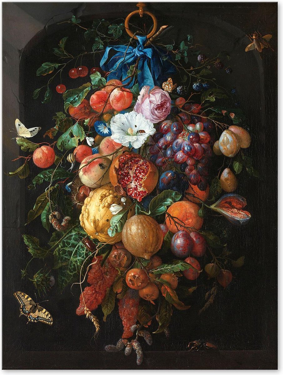 Graphic Message - Schilderij op Canvas - Festoen van Vruchten en Bloemen - Jan Davidsz de Heem