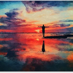 Graphic Message Schilderij op Canvas Geloof Hoop en Vrijheid - Strand Landschap - Print