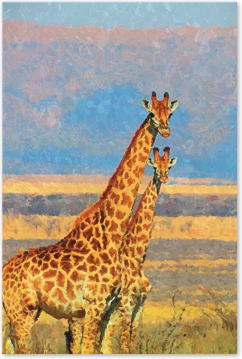 Graphic Message - Schilderij op Canvas - Giraf - Afrika - Wildlife - Giraffen