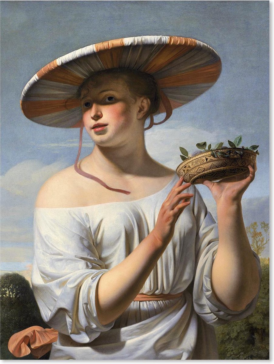 Graphic Message - Schilderij op Canvas - Meisje met een brede hoed - Rijksmuseum - Reproductie