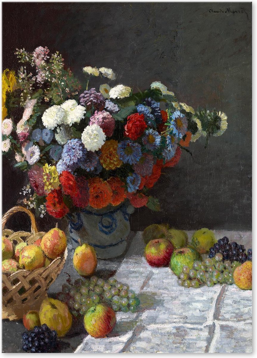 Graphic Message Schilderij op Canvas - Stilleven Bloemen Fruit - Monet