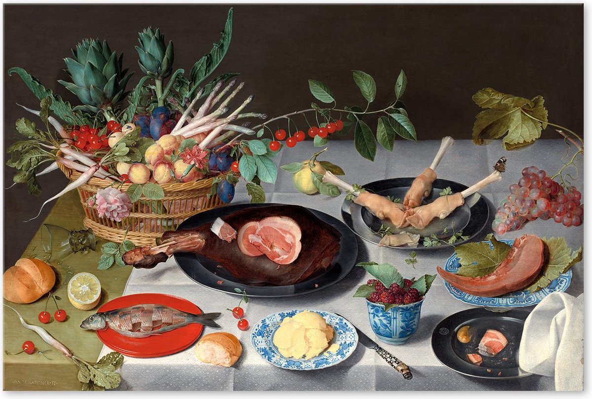 Graphic Message - Schilderij op Canvas - Stilleven Vlees Groente en Fruit - Eten - van Hulsdonck