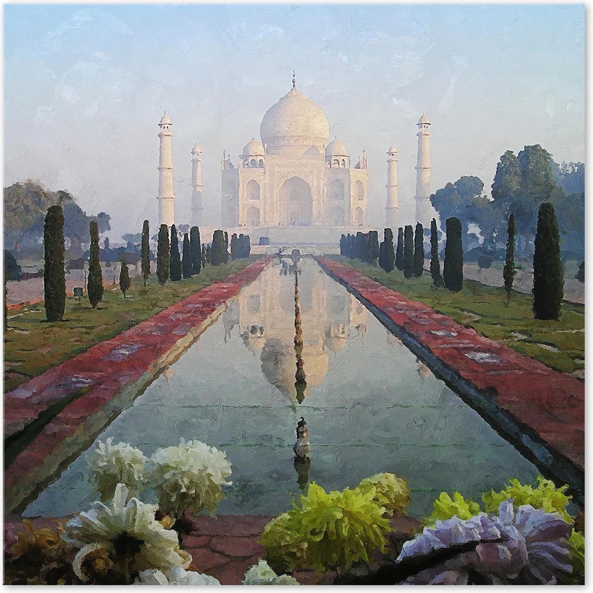 Graphic Message - Schilderij op Canvas - Taj Mahal - India - Print - Unesco - Wereld Wonder