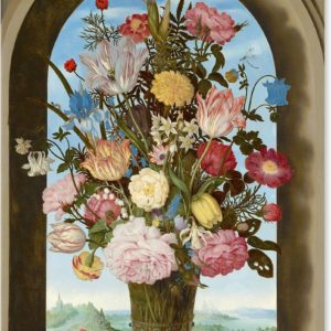 Graphic Message Schilderij op Canvas - Vaas met bloemen in venster - Ambrosius Bosschaert - Print