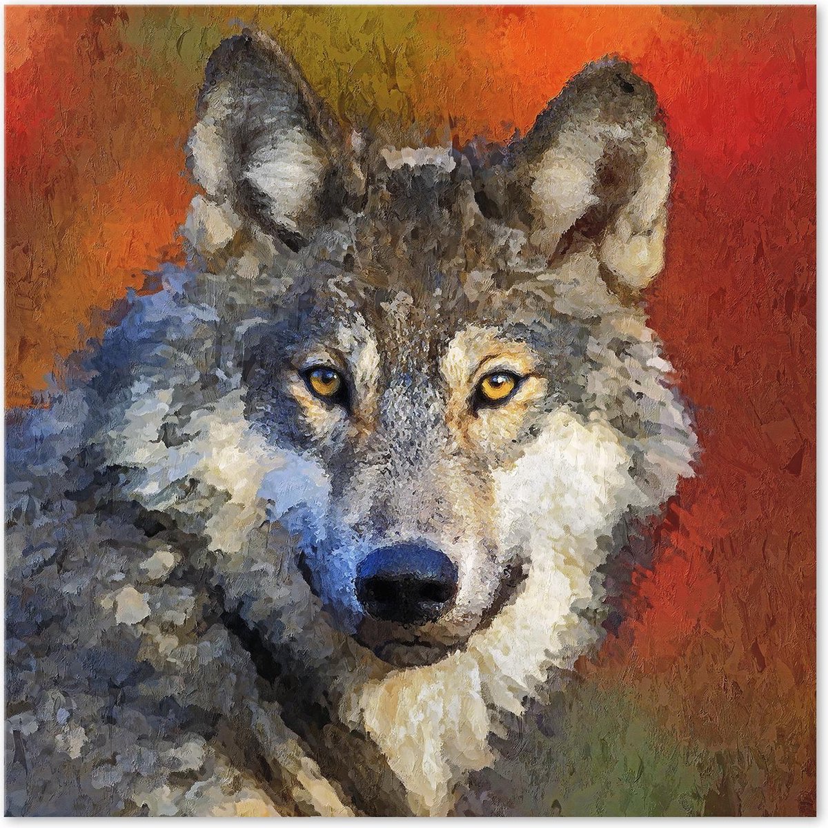 Graphic Message - Schilderij op Canvas - Wolf - Abstract - Woonkamer Kunst - Herfst - Canada