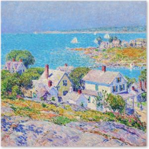 Huizen bij Zee - New England - Landschap - Schilderij op Canvas