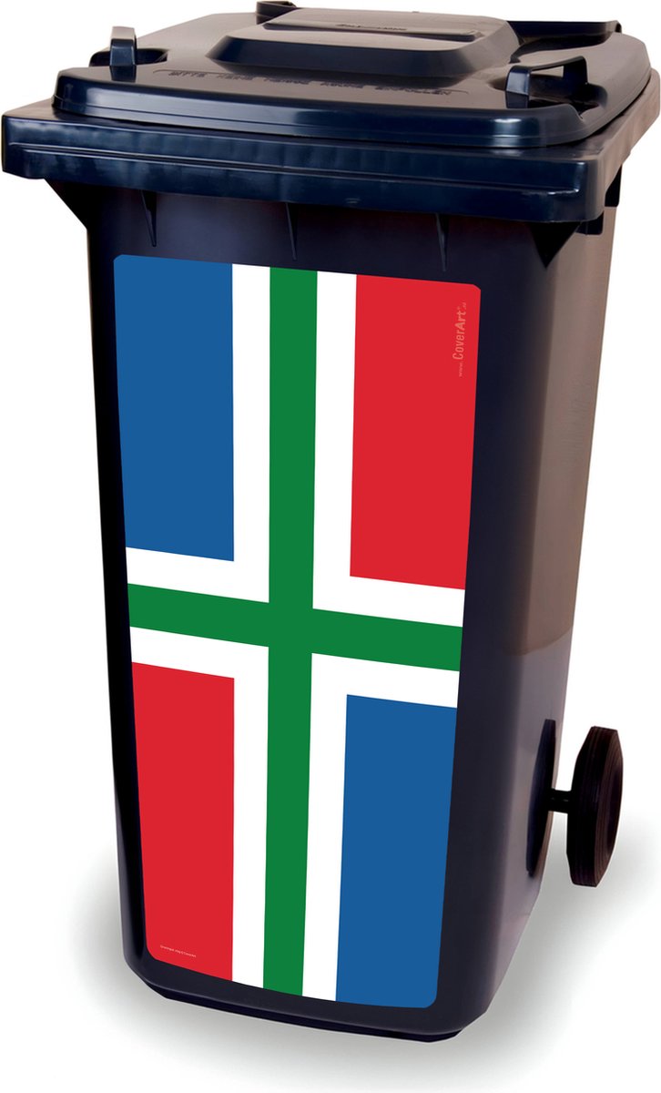 Kliko sticker Groningse vlag, container sticker Groningen, Provincie vlag Groningen, vlag op klikobak, Afval container stickers, FC Groningen, CoverArt, Vlag, klikovlaggen.