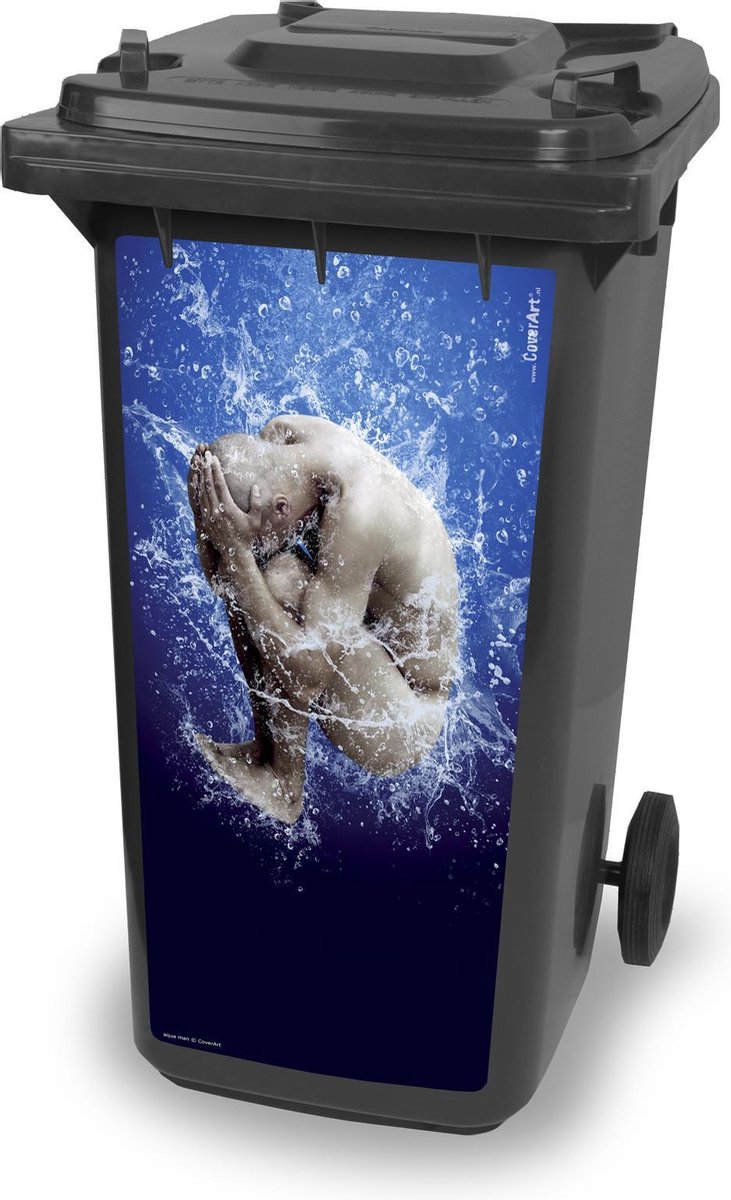 Kliko sticker - Aqua man - container sticker - afvalbak stickers - vuilnisbak - CoverArt