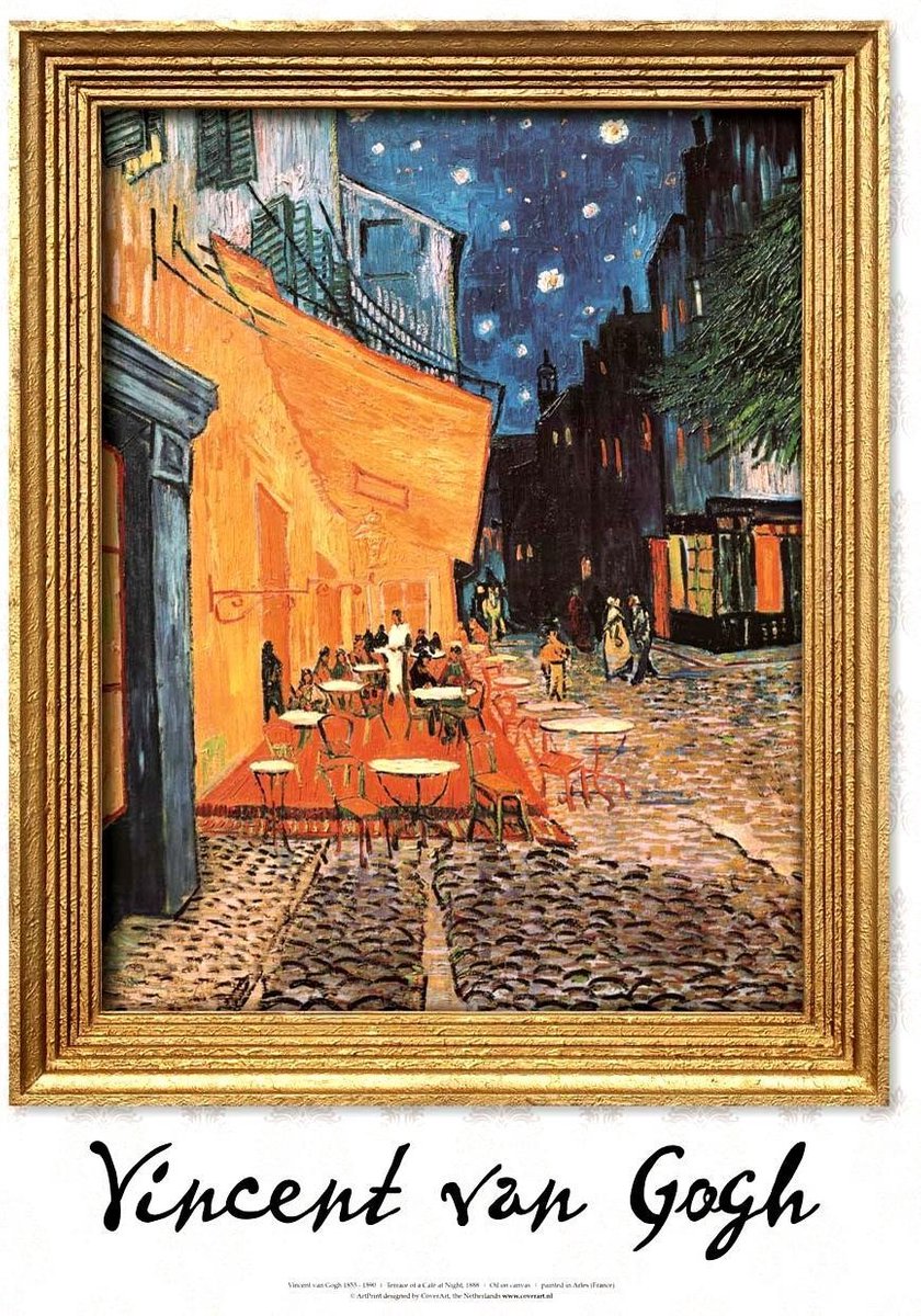 Kliko sticker - Vincent van Gogh 'Caféterras bij nacht' - afvalbak stickers - vuilnisbak - CoverArt
