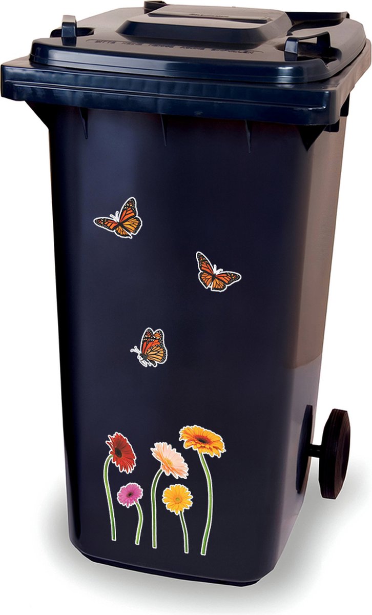 Kliko stickervel - Margrieten en Vlinders - container sticker - afvalbak stickers - vuilnisbak - CoverArt