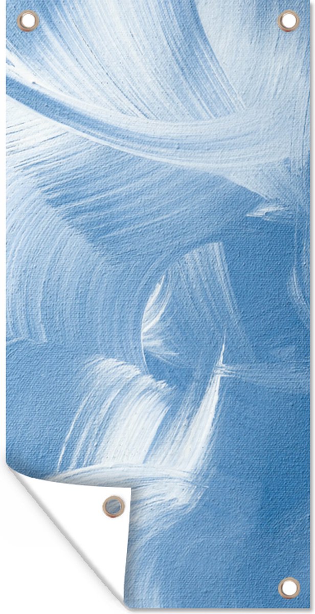 Tuinposter - Acrylverf - Blauw - Design - Poster voor in de tuin - Schuttingposter - Tuindoek -80x160 cm
