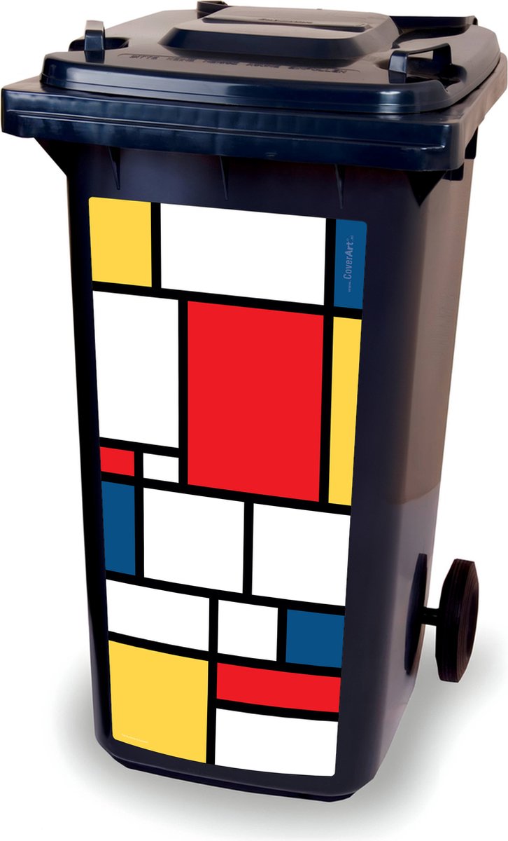 Kliko sticker - Piet Mondriaan - container sticker - afvalbak stickers - vuilnisbak - CoverArt